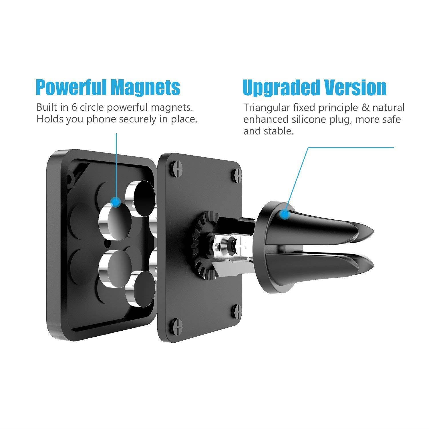 WizGear Universal Air Vent Magnetic Phone Car Mount Holder, for Cell Phones with Fast Swift-Snap Technology, Magnetic Cell Phone Mount [New Stronger Square Design]
