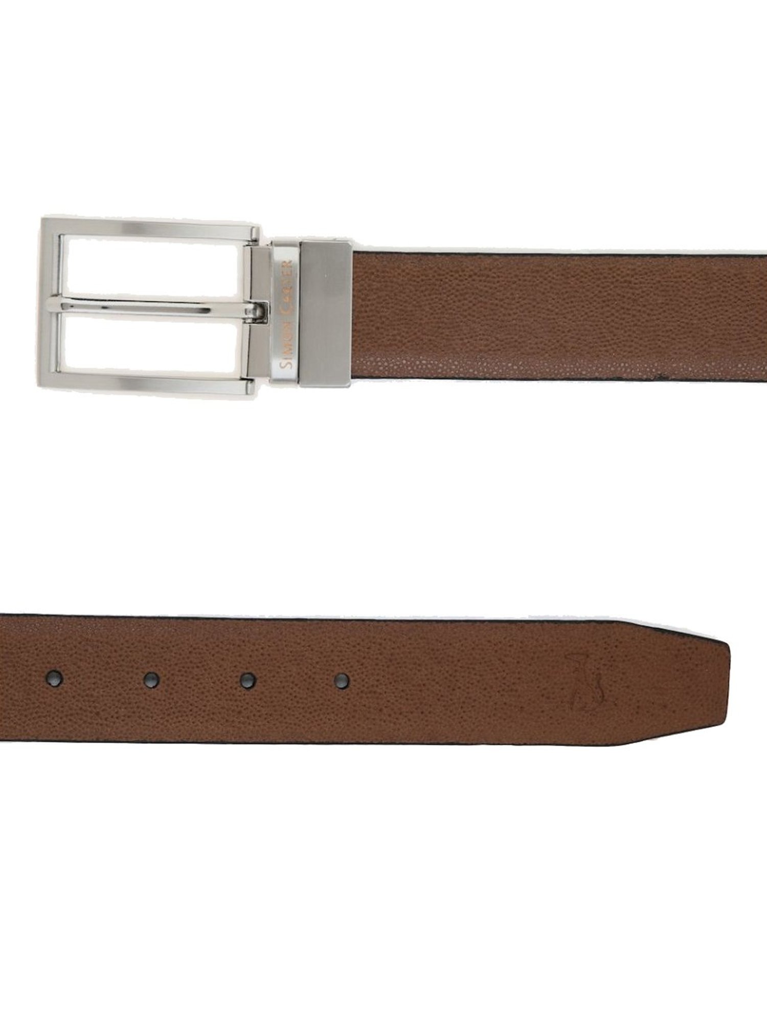 Simon Carter Tan Leather Reversible Belt for Men