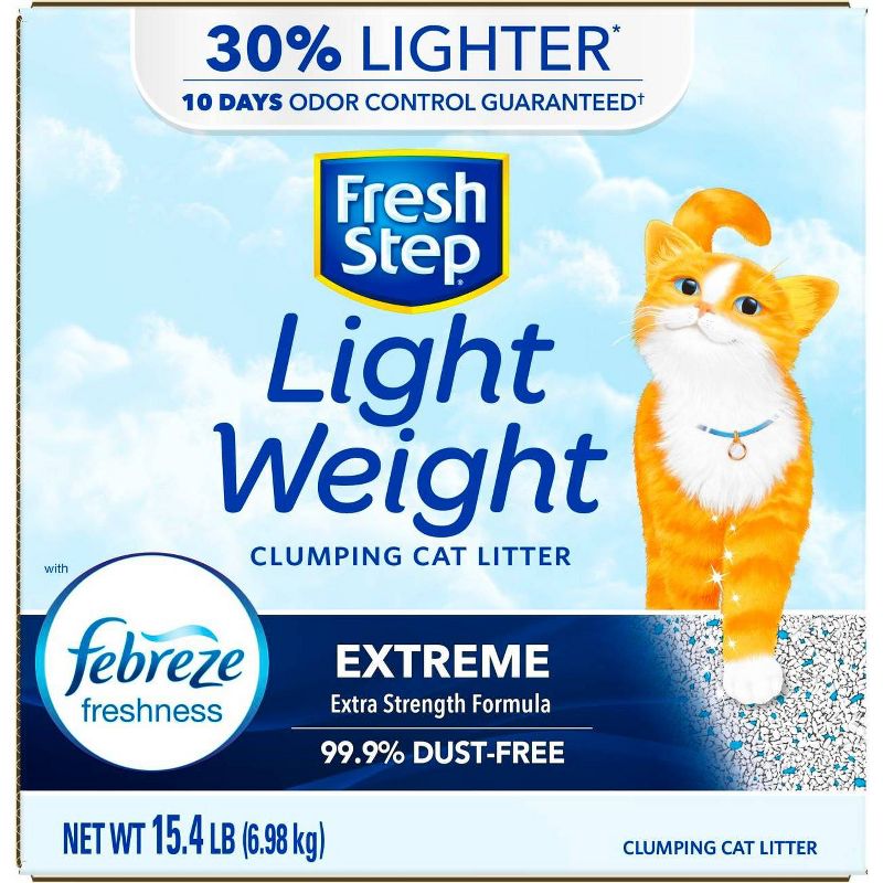 Fresh Step Lightweight Extreme Scented Litter with the Power of Febreze Clumping Cat Litter- 15.4lb