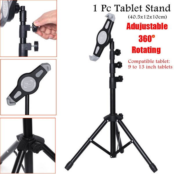 Black Tripod Mount Holder Stand Adjustable For 7-12inch i-Pad Air Tablet Mini PC