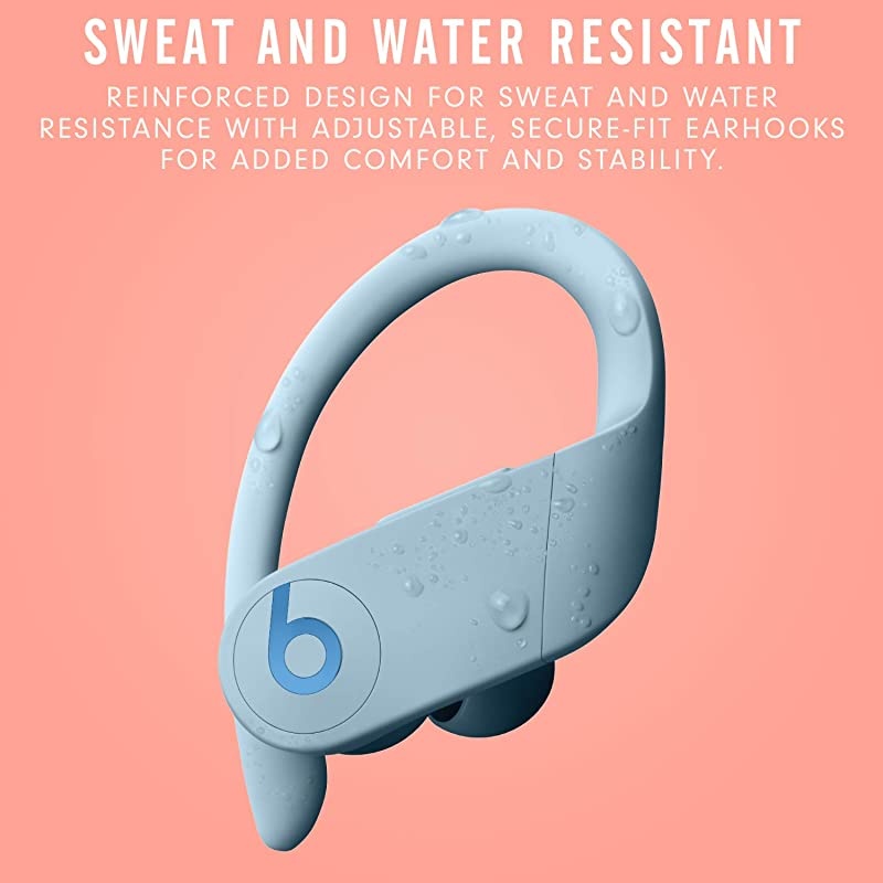 Power Pro Wireless Earbuds - Apple H1 Headphone Chip, Class 1 Bluetooth Headphones, 9 Hours of Listening Time, Sweat Resistant, Built-in Microphone - Glacier Blue
