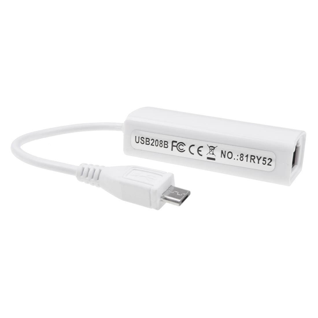 Hong Ye USB Ethernet Adapter  Micro USB 2.0 to RJ45 White