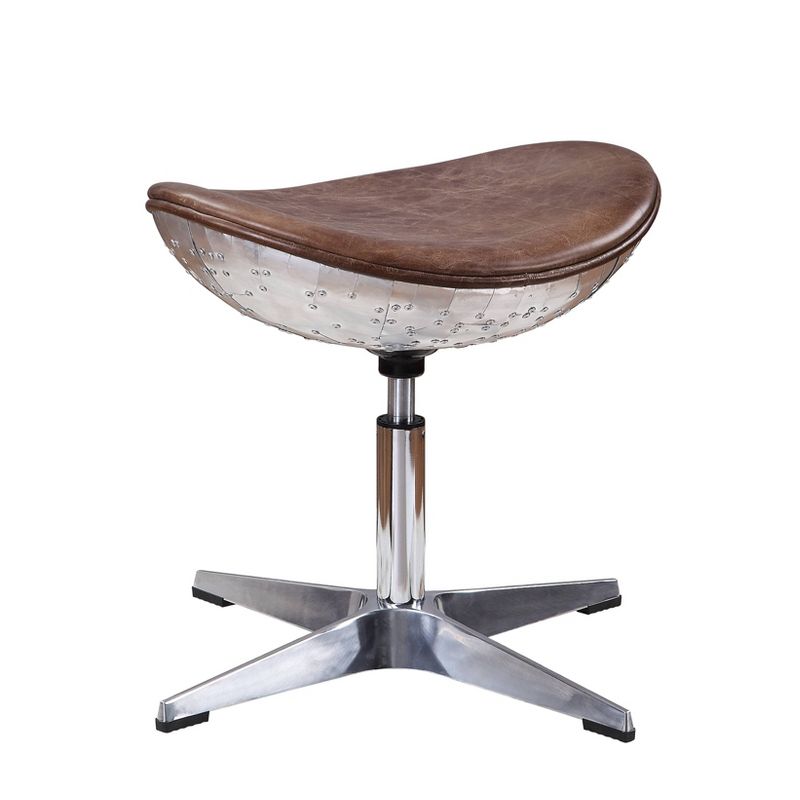 Brancaster Stool Retro Brown Top Grain Leather/Aluminum - Acme Furniture
