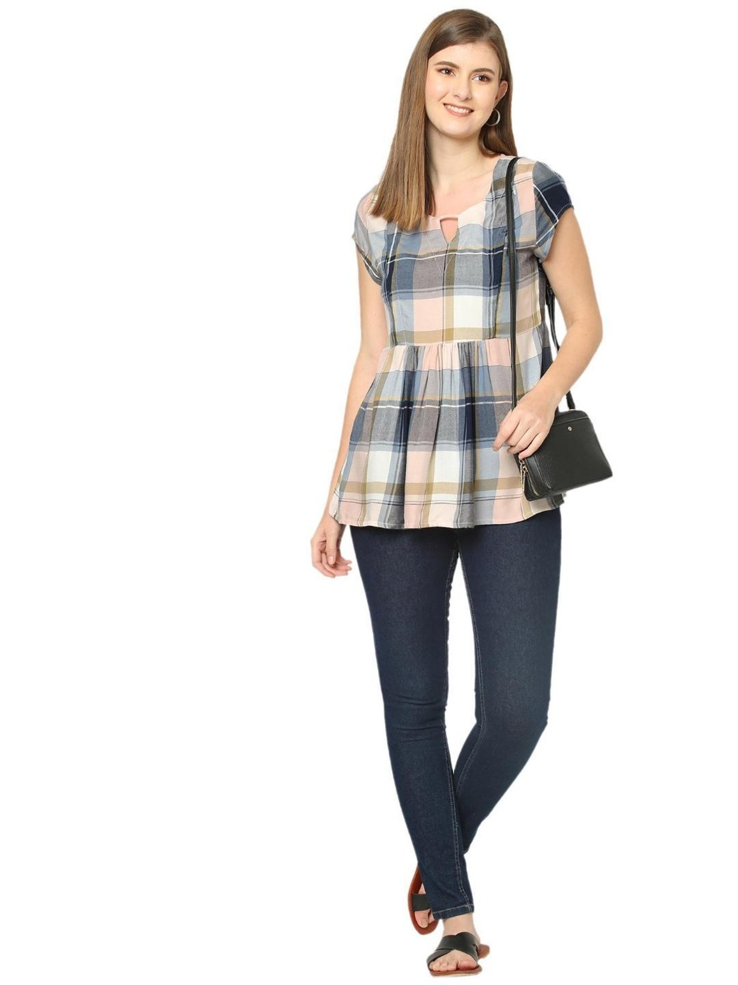 Mystere Paris Multicolor Checks Maternity Topwear