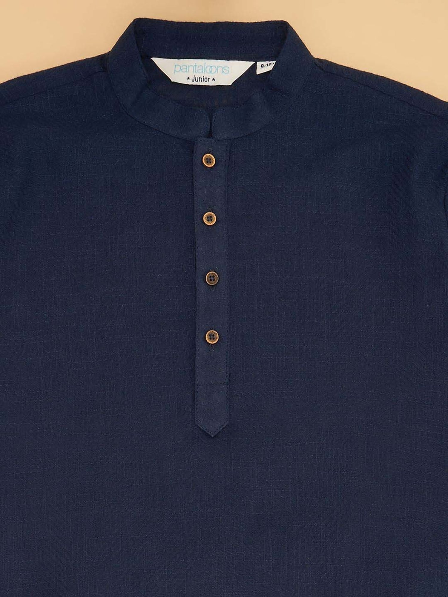 Fourfolds Boys Blue & White Solid Full Sleeves Suit Set