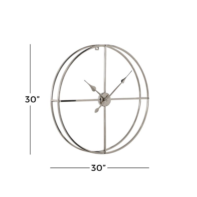 30" x 30" Modern Round Metal Floating Wall Clock Silver - Venus Williams Collection