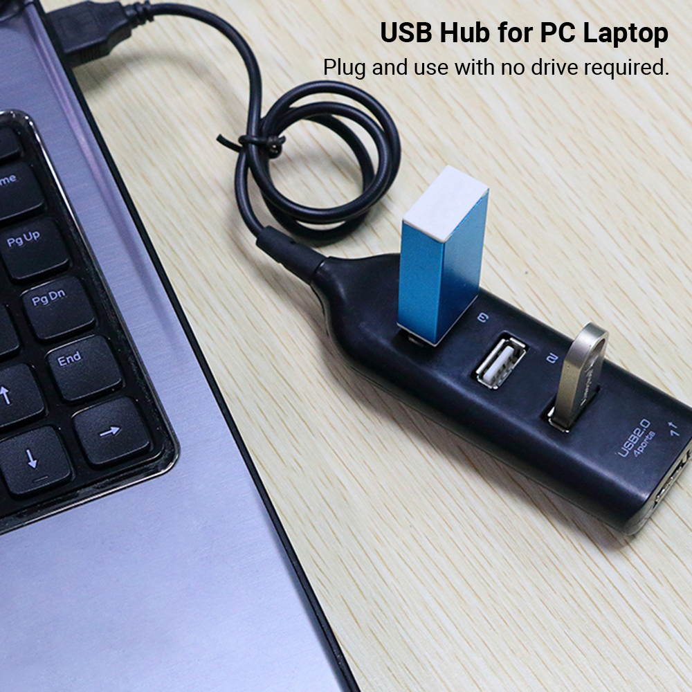 4-Ports USB Hub 2.0 Multi USB Splitter Hub Use Power Adapter Expanderfor PC Laptop Computer