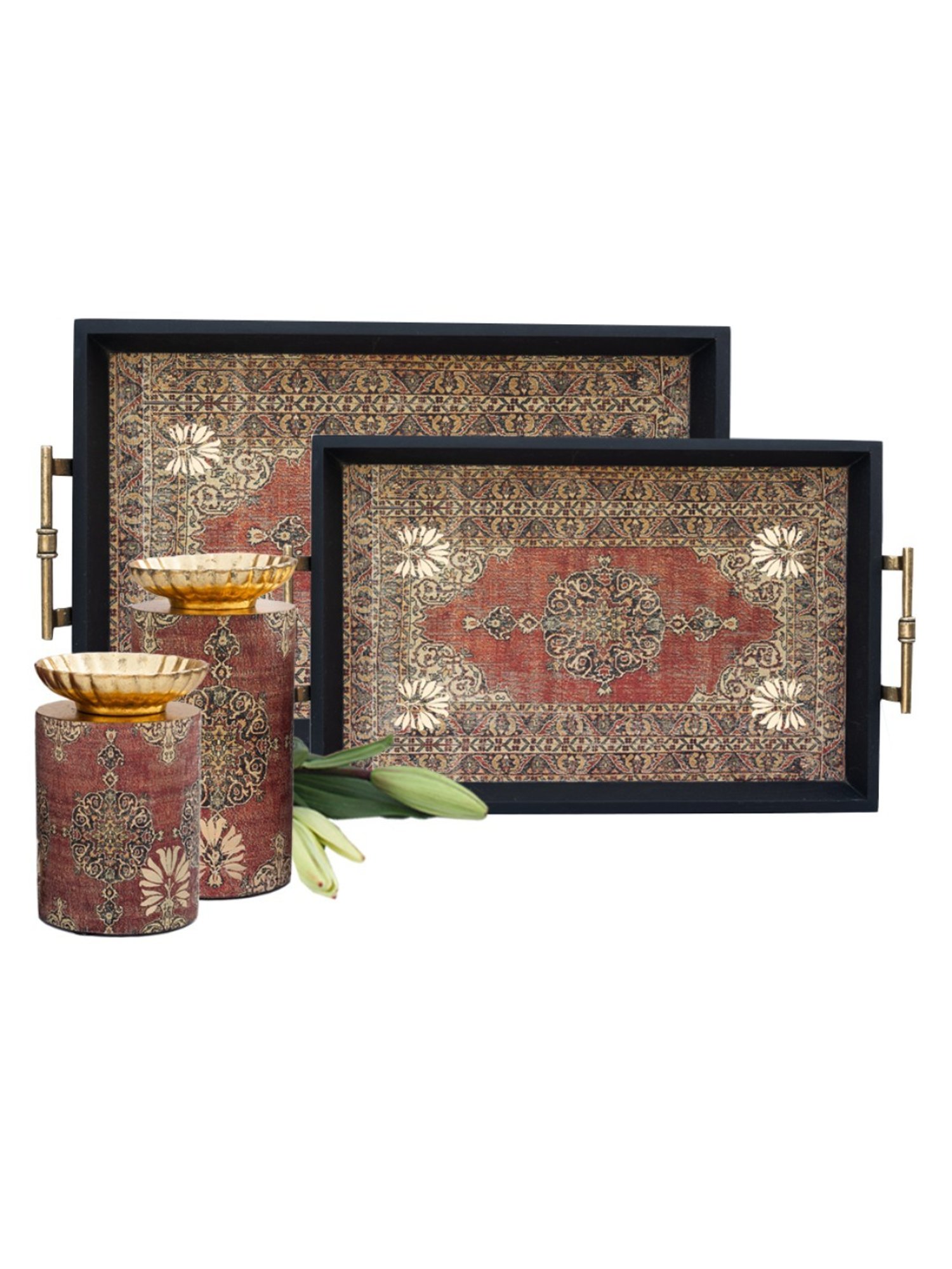 Karo Samara Printed Multicolor Wood Small Tray