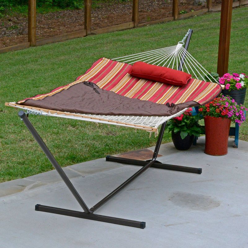 Patio 12' Hammock & Stand Set - Natural/Red/Brown