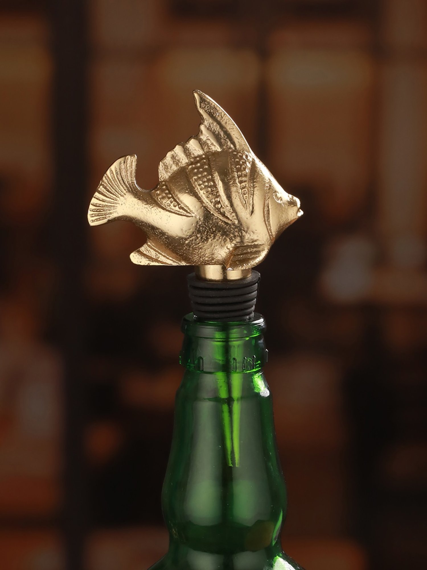 Trovea's Horse & Fish Design Golden Bottle Stopper