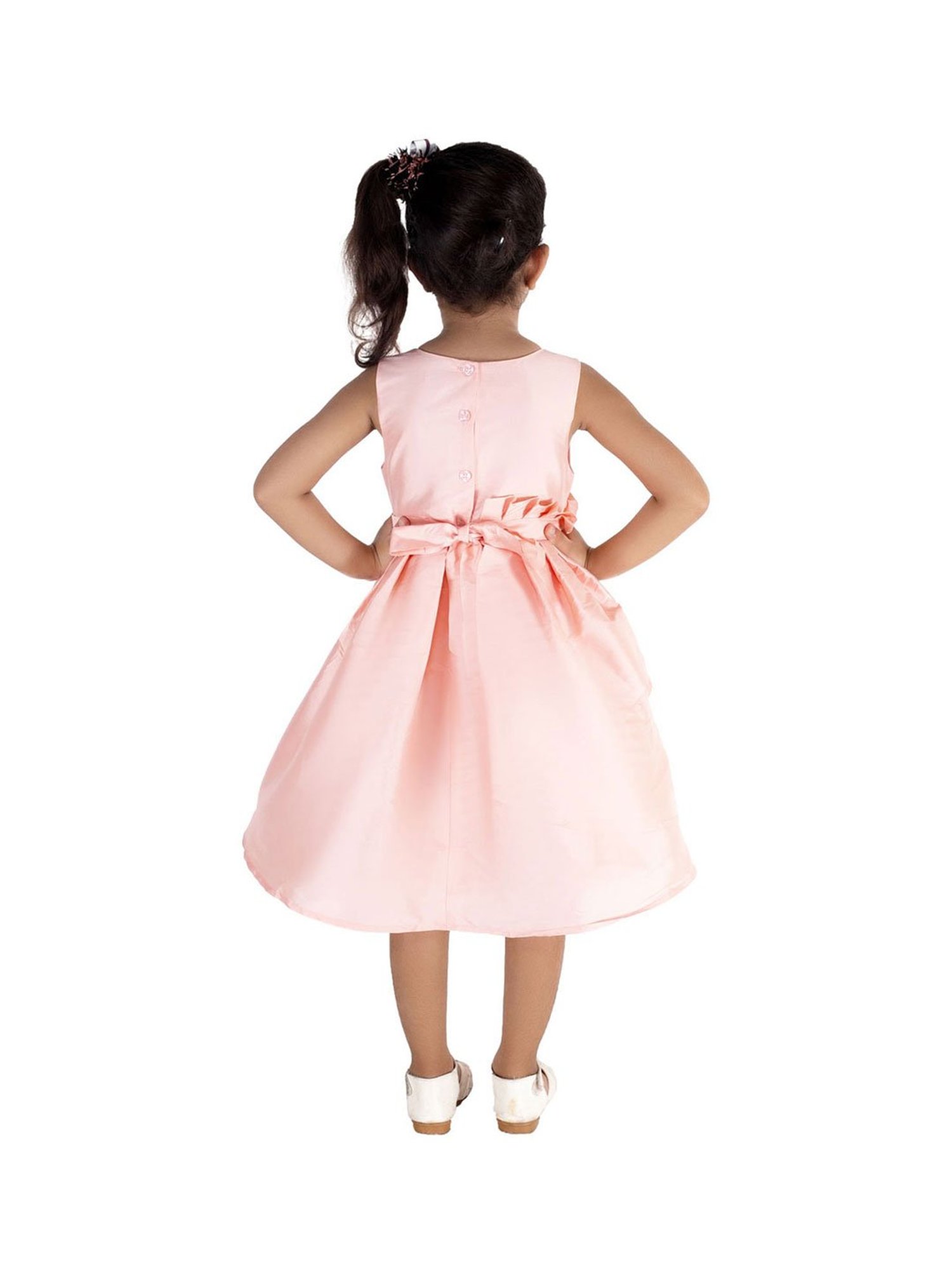 KidsDew Kids Peach Solid Dress