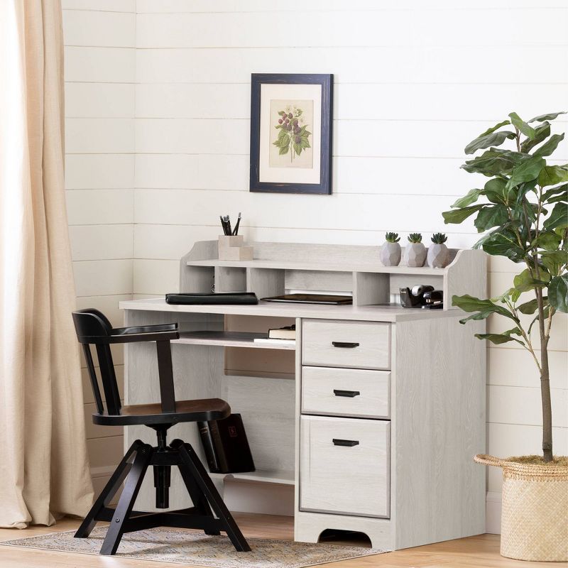 Versa Computer Desk with Hutch Winter Oak - South Shore