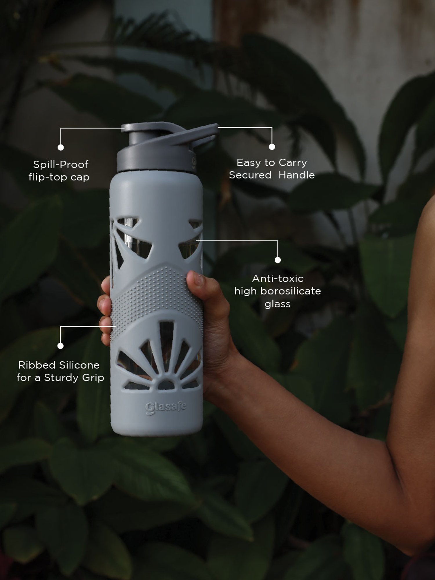 Glasafe Desk Munch Slate Grey Borosilicate Tiffin Combo