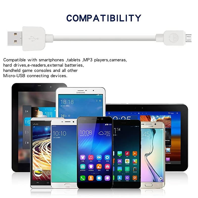Micro USB Cable Android Charger,  (5 - Pack, 3 FT) USB to Micro USB High Speed USB2.0 Sync and Charging Cables for Samsung, HTC, Motorola, Nokia, Kindle, MP3, Tablet and More