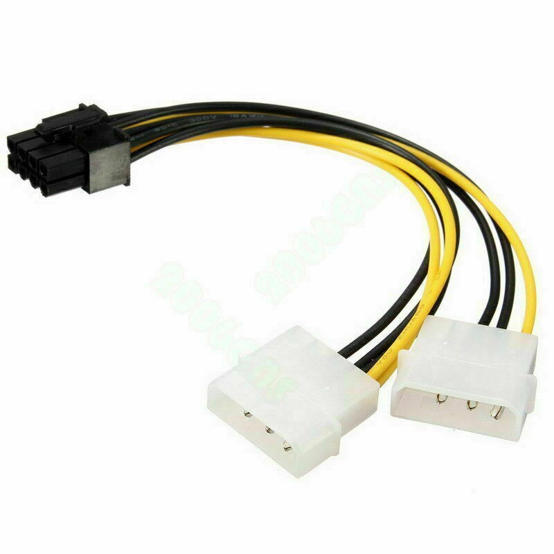 Dual 4 Pin Molex IDE to 8 Pin PCI Express Power Cable PCI-E Adapter