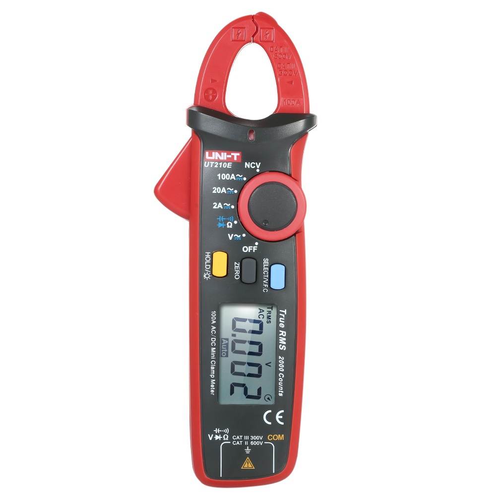 UNI-T UT210E Mini Digital Handheld Clamp Multimeter Backlight LCD True RMS Voltmeter Ammeter Ohmmeter AC/DC Voltage Current Capacitance Resistance NCV Continuity Test Diode Tester with Storage Bag