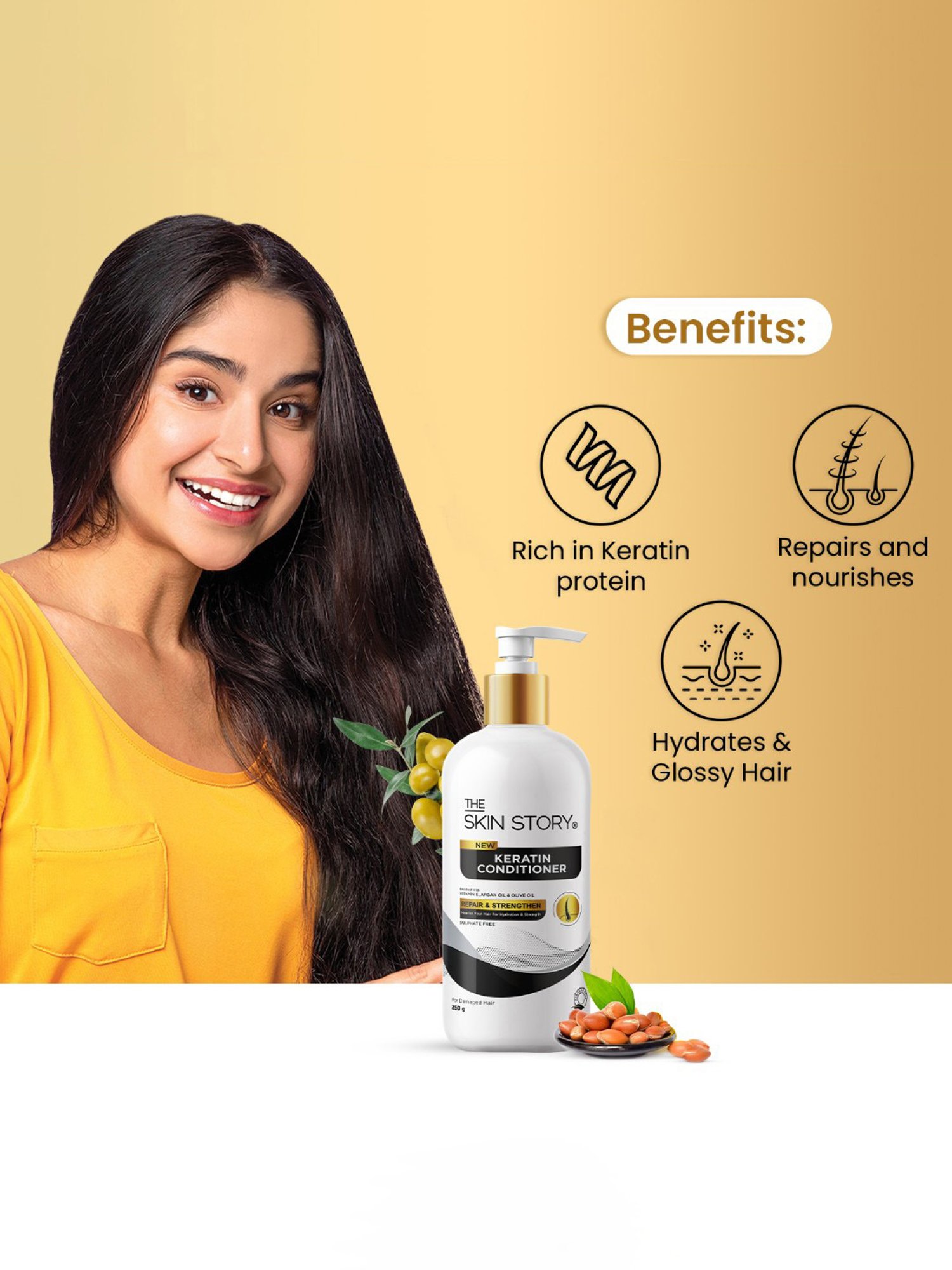 The Skin Story Vitamin E & Olive Oil Repair & Strengthen Keratin Conditioner - 250 gm