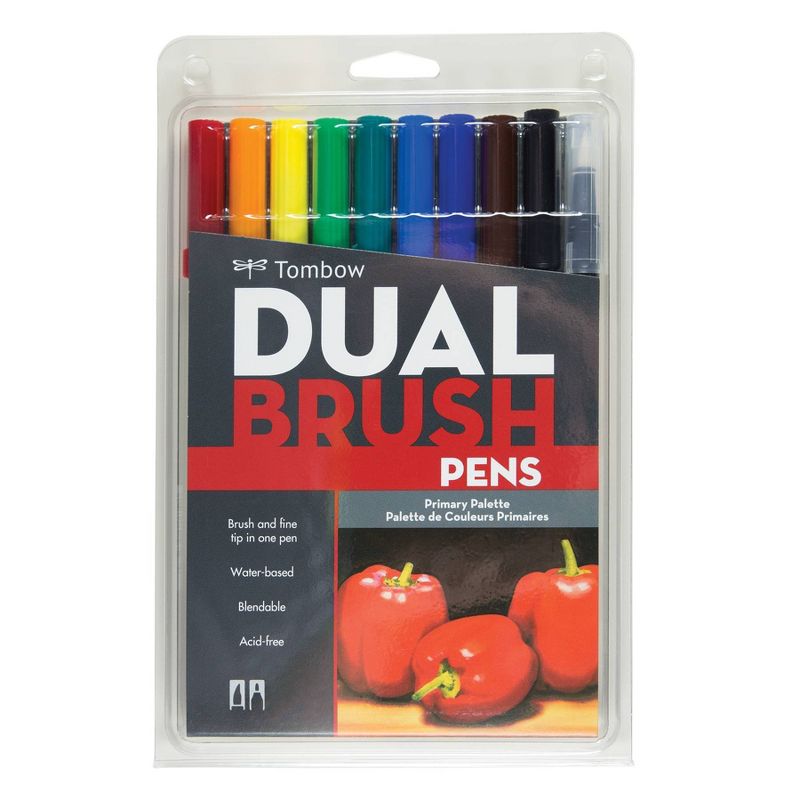 Tombow 10ct Dual Brush Pen Art Markers - Primary