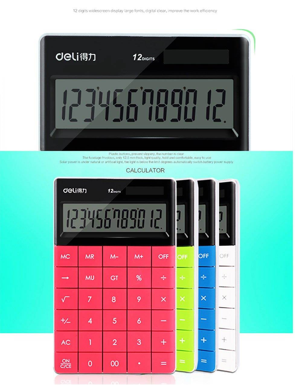 LI-GELISI NO Large, Solar and Button Dattery Dual Power Standard 12-Digit Big Display Handheld Function Desktop Calculator (Black3), 6.5 x 4 x 0.4 inches