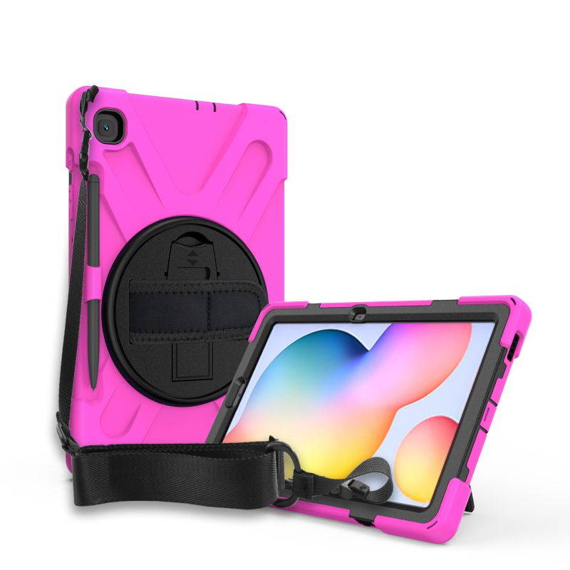 Galaxy Tab S6 LITE 10.4 P610 Case Cover, Heavy Duty Shield, Kickstand, Handstrap, Carrying Shoulderstrap Sling For Samsung Galaxy Tab S6 Lite 10.4 P610 [Hot Pink]
