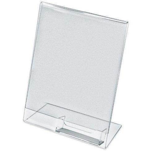 Acrylic 8" x 10" Slanted Sign Holder with Business Card Holder