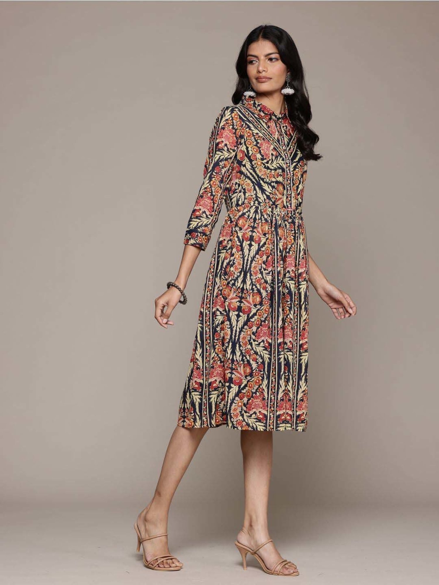 AARKE RITU KUMAR Pink Cotton Printed A-Line Dress