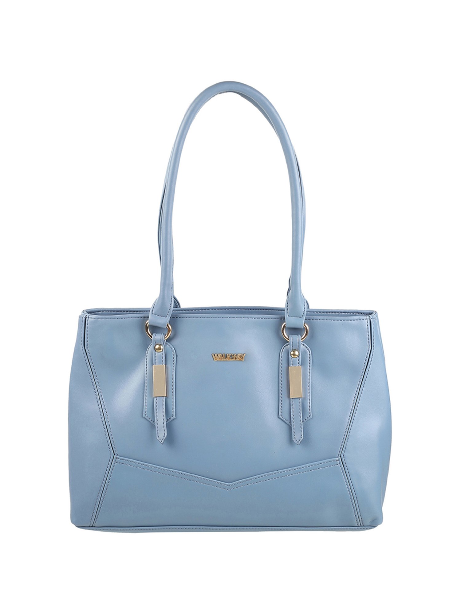 Walkway Light Blue Synthetic Solid Shoulder Handbag