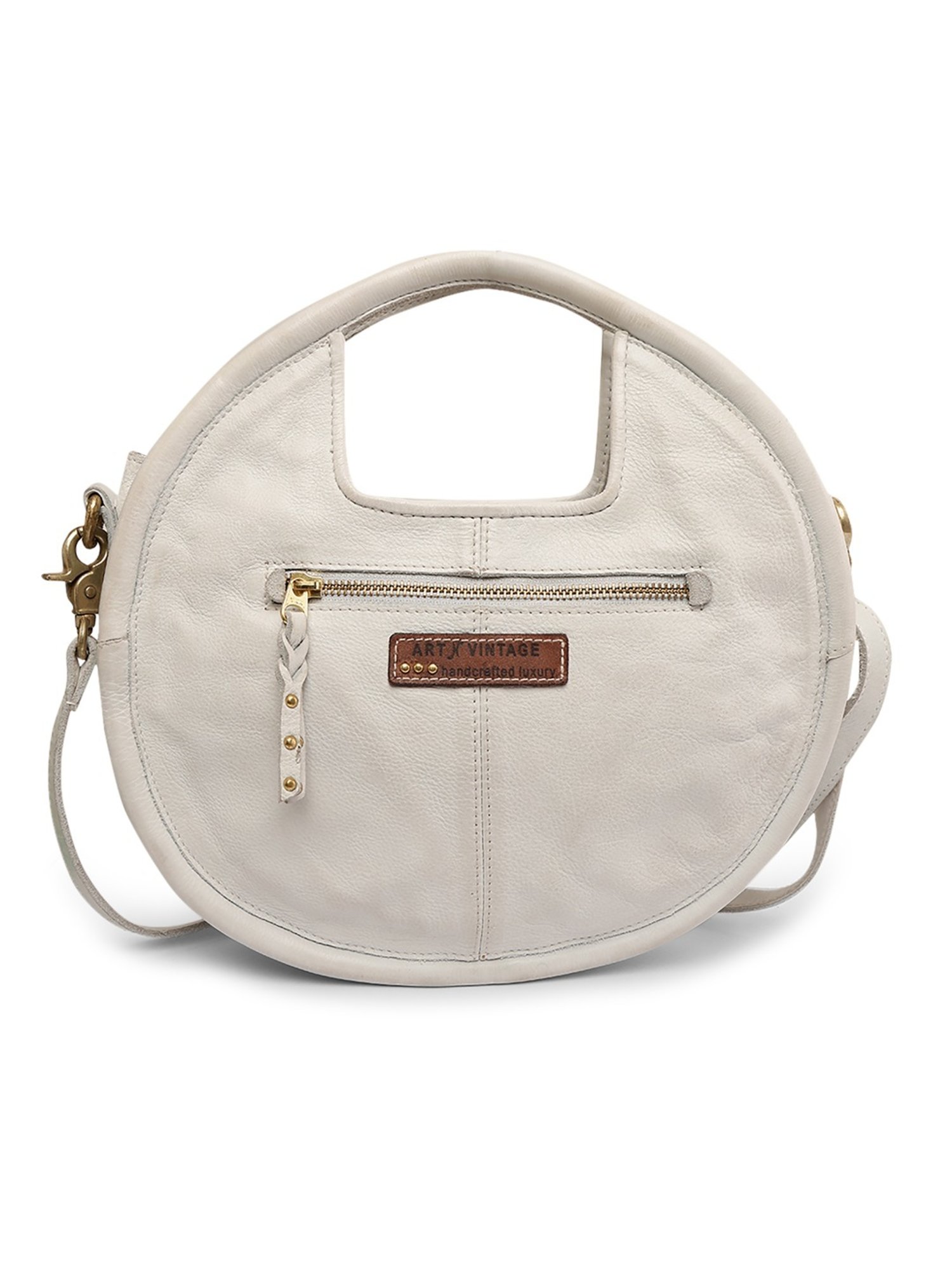 Art N Vintage Floral Bliss White Leather Embroidered Large Handbag