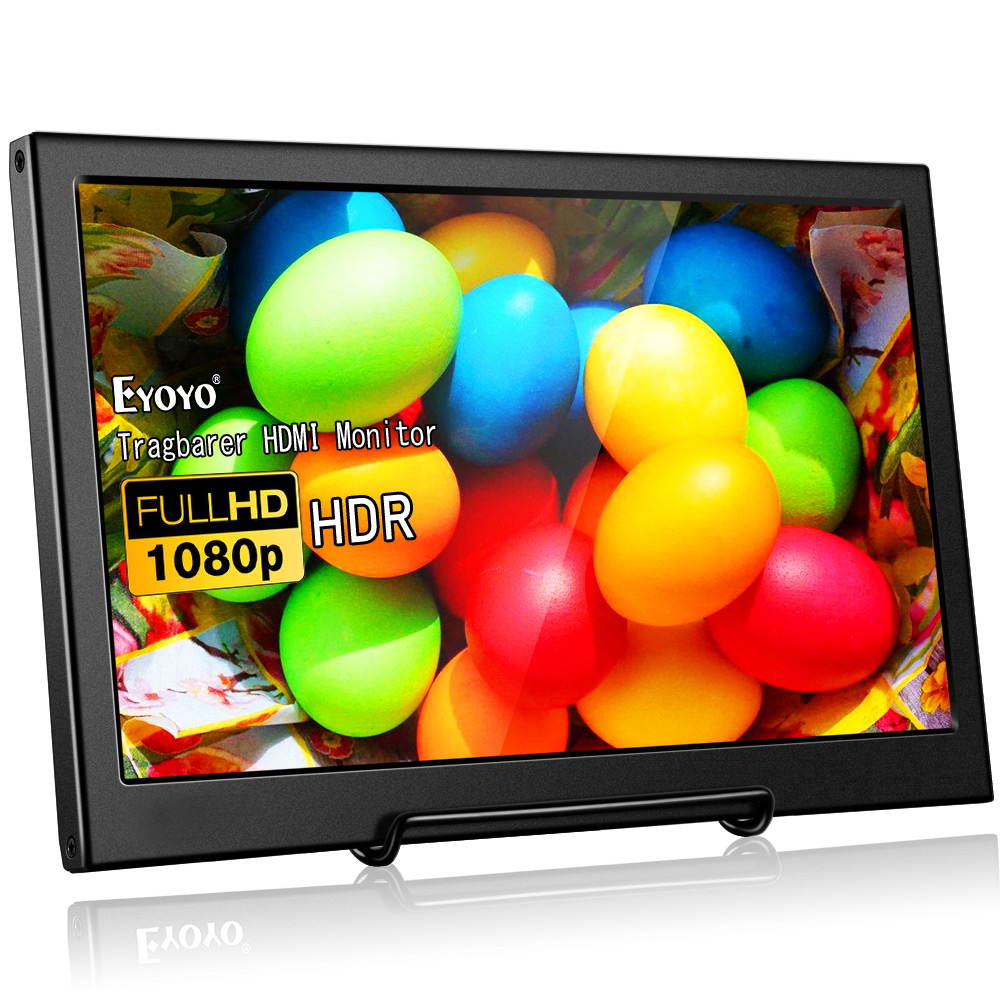 Eyoyo Portable HDMI Gaming Monitor 13.3" inch IPS Dual HDMI Display compatible with Raspberry pi Screen 1920x1080 Resolution Support 4K HDMI Input w/Built-in Speakers