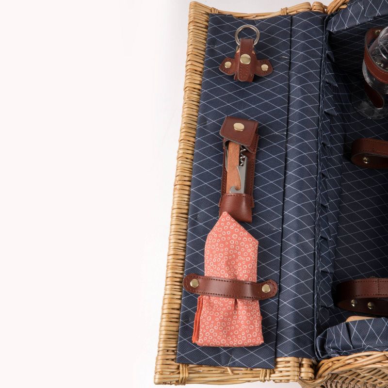 Picnic at Ascot Insulated Picnic Basket/Cooler Fully Equipped with Service for 2 - Trellis Green