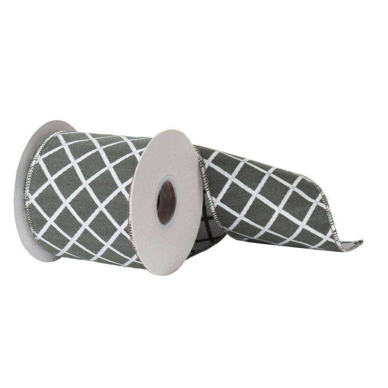 Vickerman 4" x 30ft Silver Diamond Jacquard Ribbon