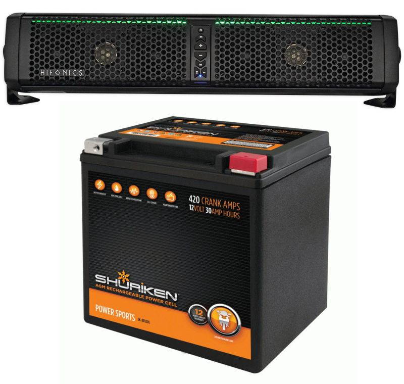 Hifonics TPS-6 Six-Speaker Bluetooth for ATV/UTV/RZR/Marine Soundbar+Battery