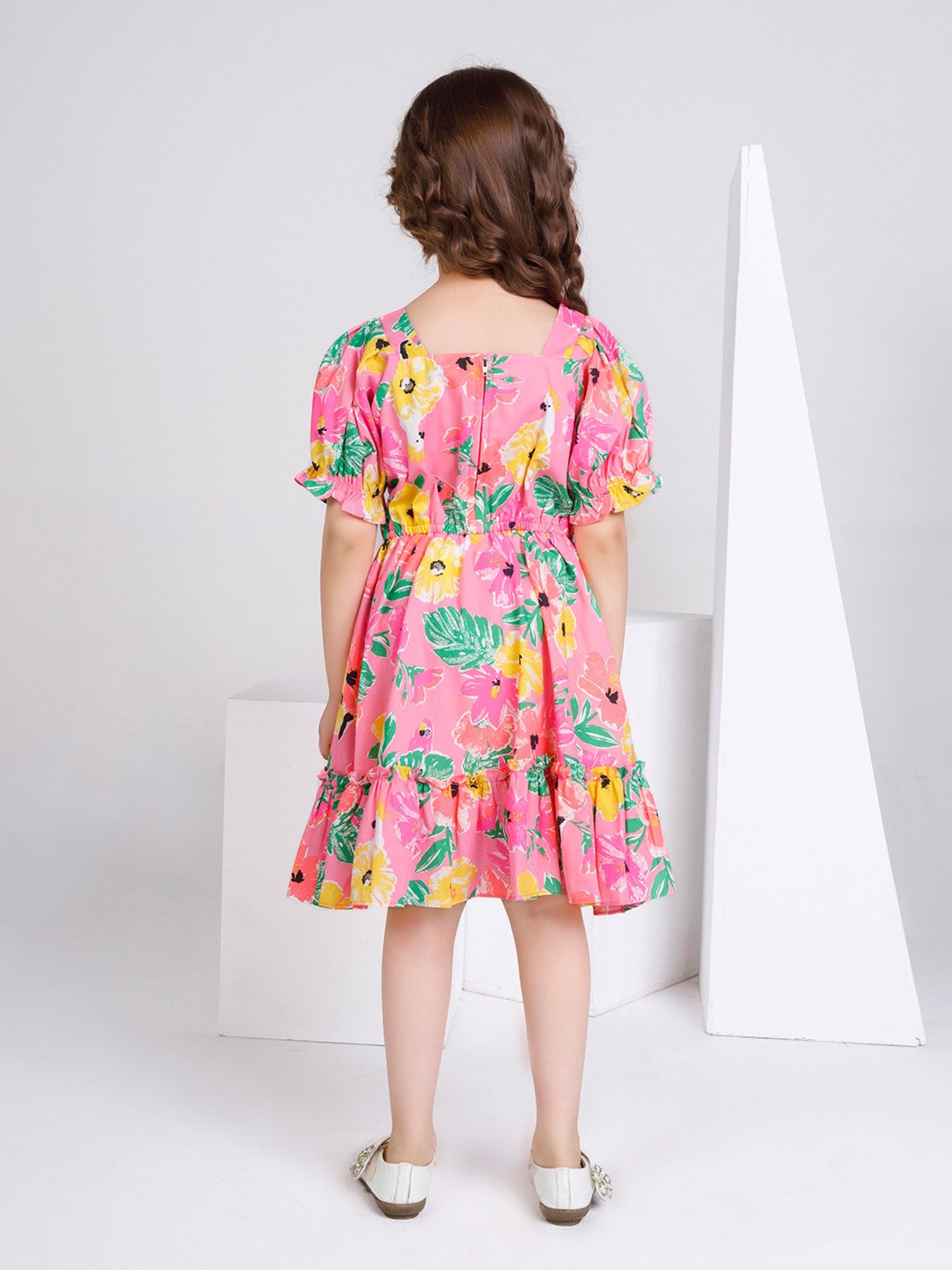 Peppermint Kids Pink Floral Print Dress