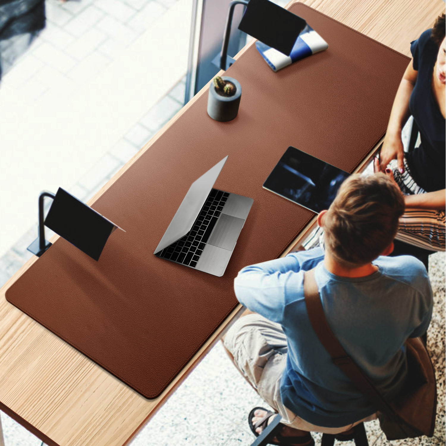 Leather Desk Pad &ndash; Large Mouse Pad - Desk Mat Home Office Desk Accessories Desktop Protector Non Slip Writing Desk Blotter (59 x 23.6 inch &ndash; Light Brown)