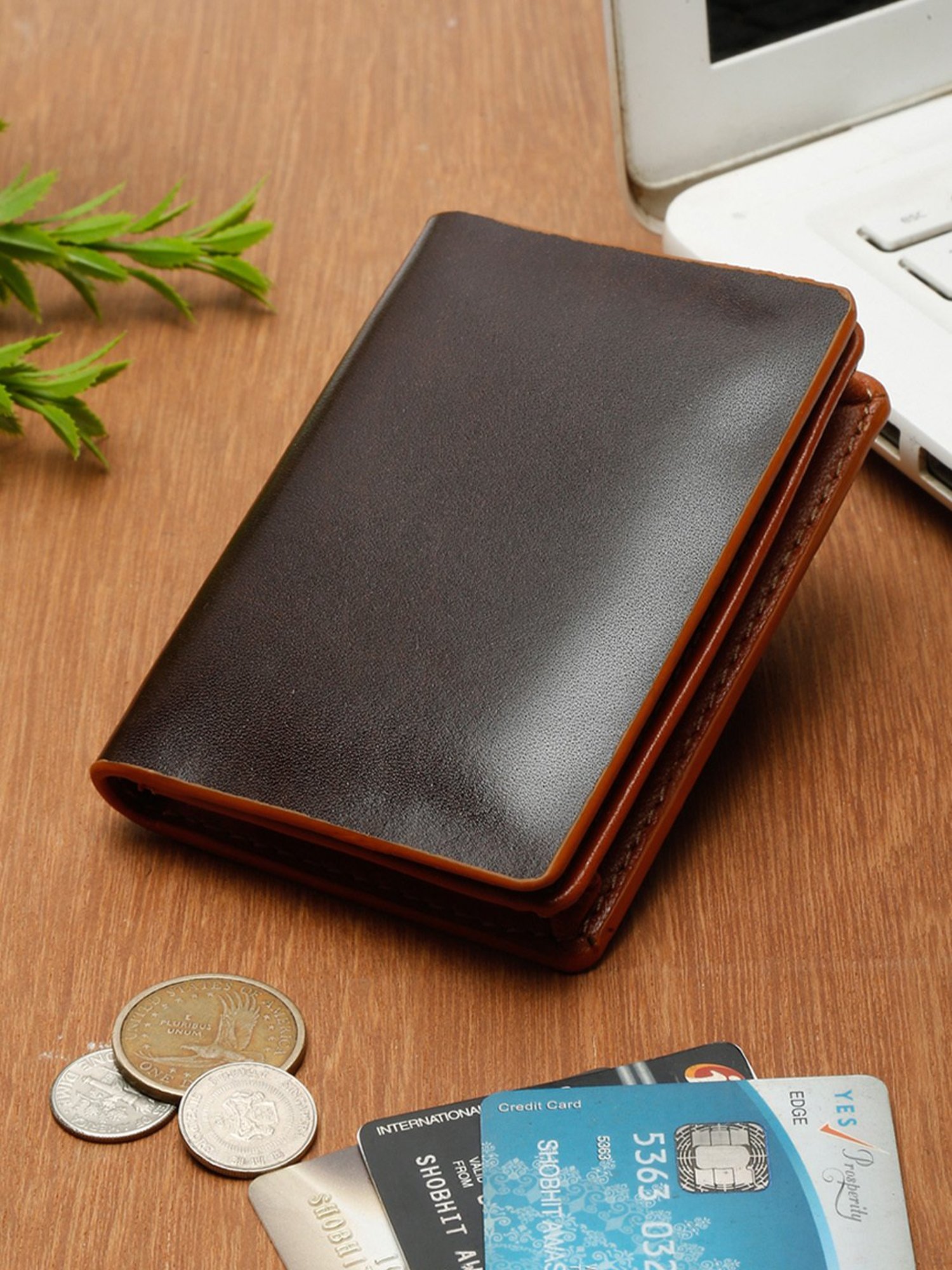 Teakwood Leathers Brown Leather Bi-Fold Wallet for Men