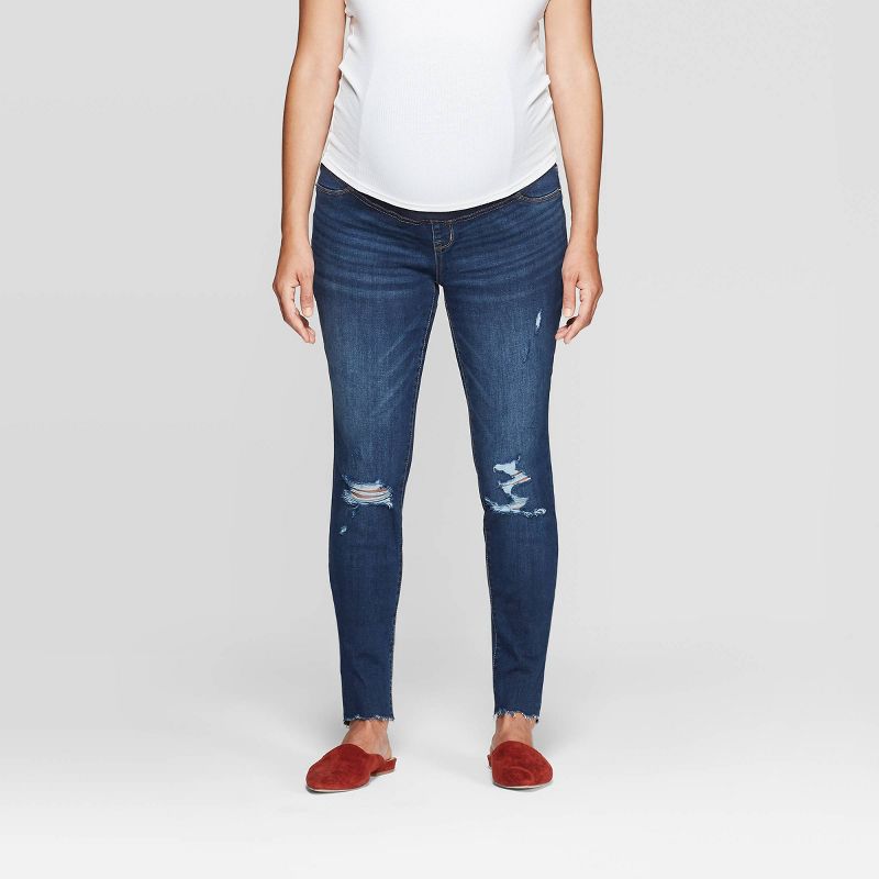 Maternity Distressed Jeggings - Isabel Maternity by Ingrid & Isabel™ Dark Blue 00