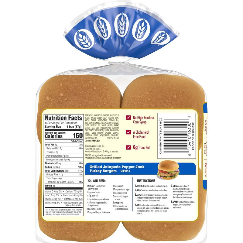 Arnold Select White Hamburger Buns - 15oz/8ct