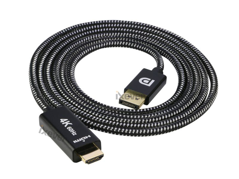 DisplayPort to HDMI Adapter Cable 4K 6.6ft 2Pack, iXever DisplayPort(DP) to HDMI Adaptor Male to Male 4K 60Hz UHD High Speed, Compatible for Lenovo, HP, DELL, GPU, AMD, NVIDIA, More