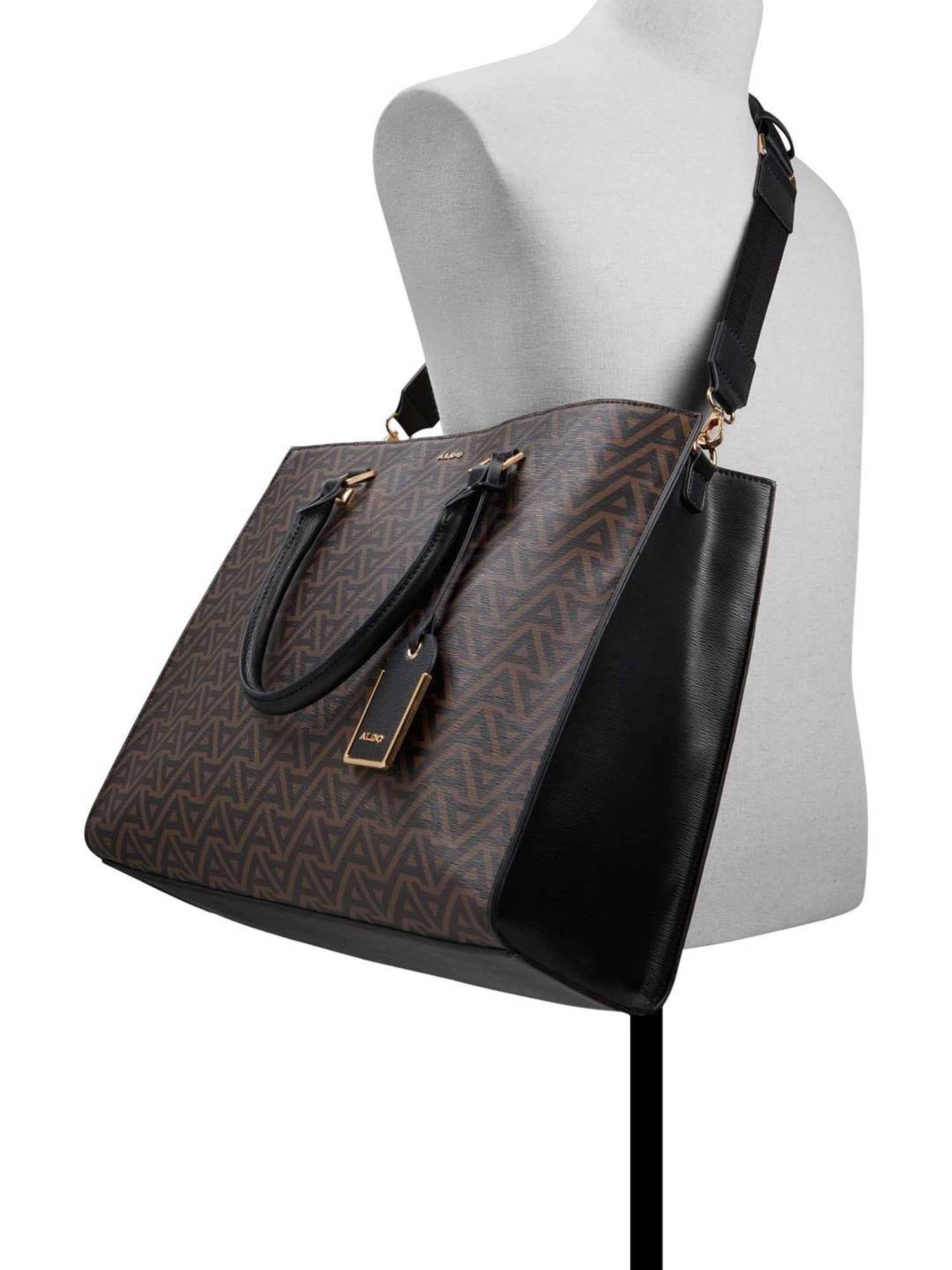 Call It Spring Black Combo Solid Large Tote Handbag