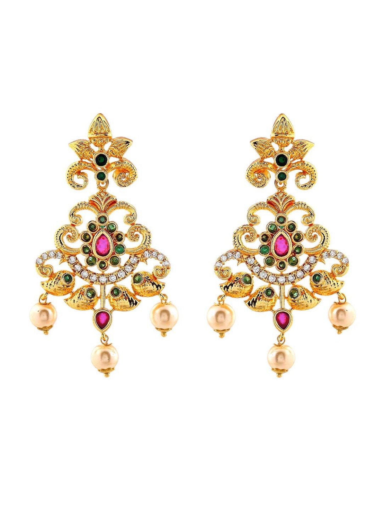 Estele Gold-Plated CZ Magnificent Bridal Necklace Set for Women