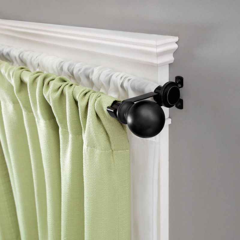 66"-120" Ball Standard Decorative Window Double Curtain Rod Matte Black- Kenney