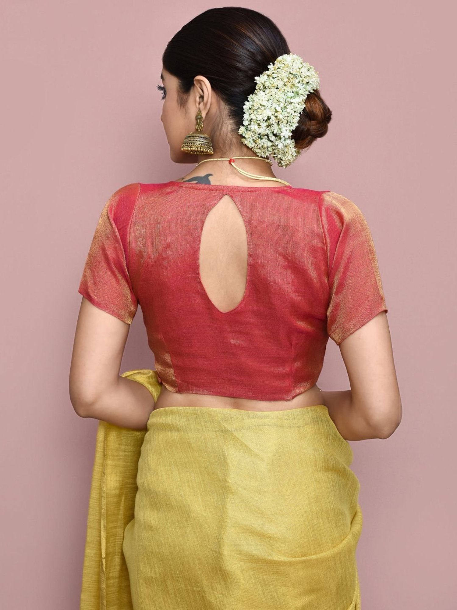 Elora Yellow Linen Saree With Unstitched Blouse