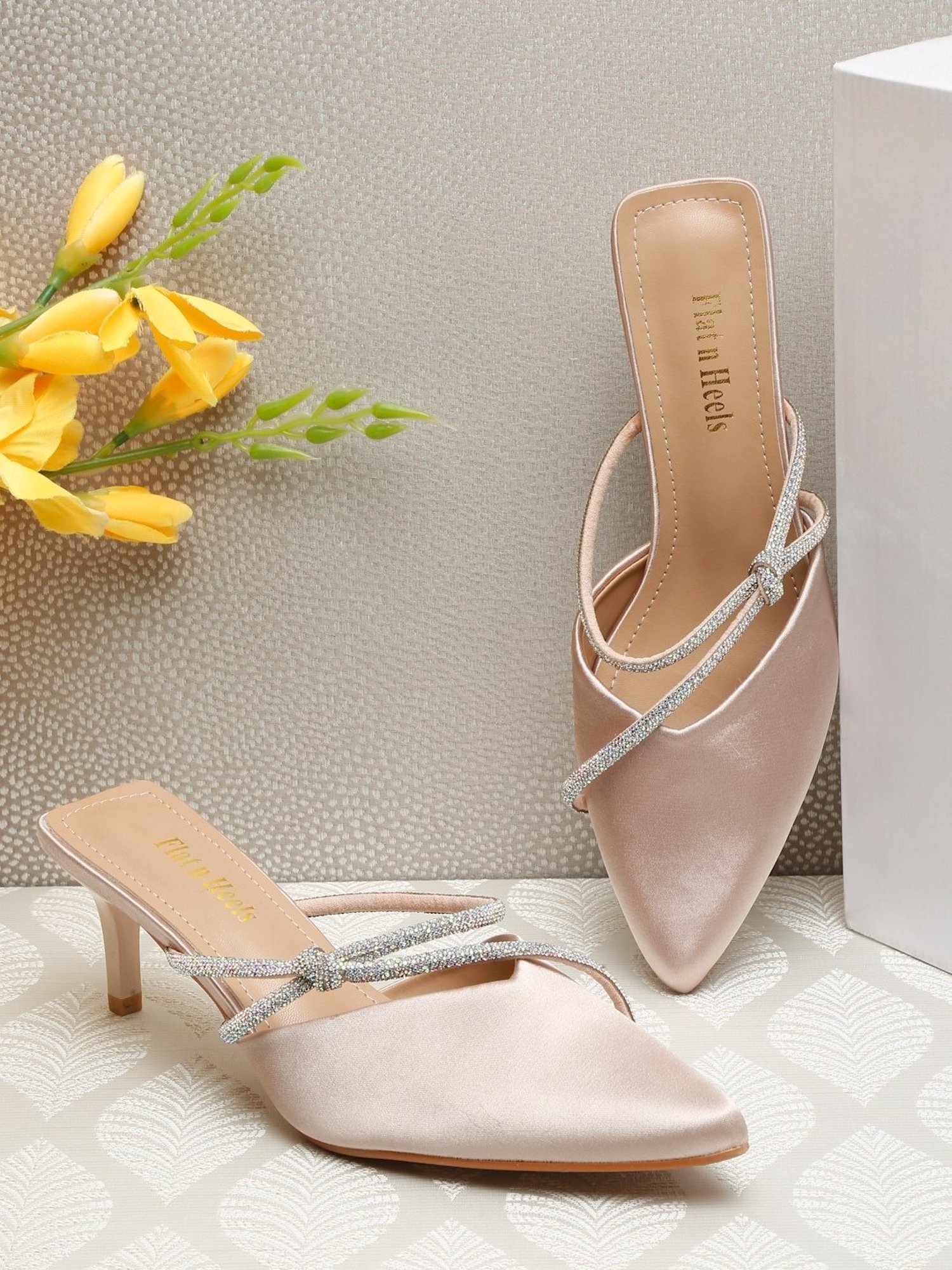 Flat N Heels Women's Beige Mule Stilettos
