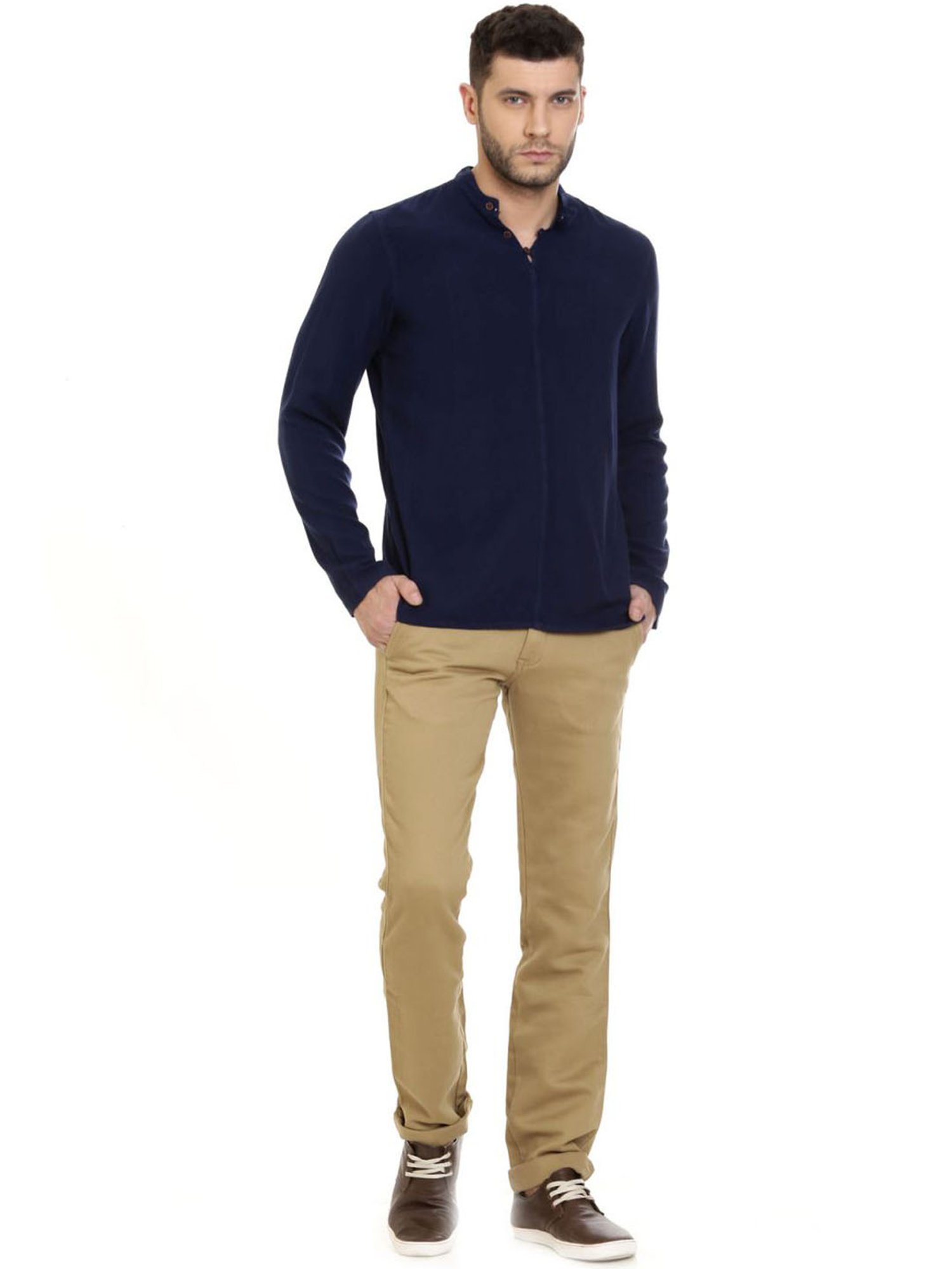 Identiti Blue Tapered Fit Short Kurta