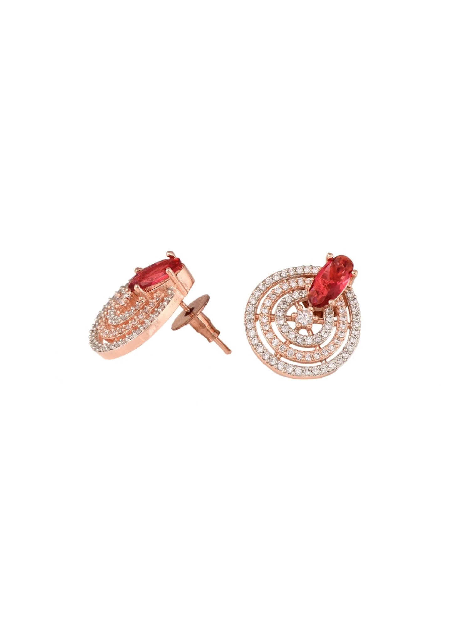 Saraf RS Jewellery Rose Gold White AD Studded Studs Earrings