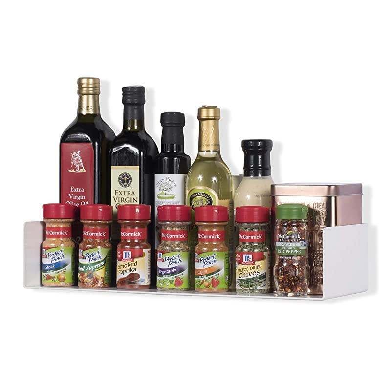 Bali Sturdy Metal U Shape Bookshelf - Wall Mountable CD DVD Storage Multi-Purpose Display Rack in White