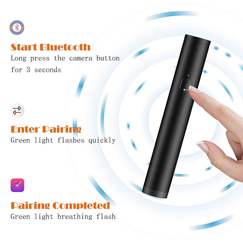 Stick Bluetooth, Cell Phone Compact Stick Android, Light Weight Extendable Mini Wireless Stick for iPhone 12 8plus XS Max 11 Pro XR Galaxy s21 and More - Black