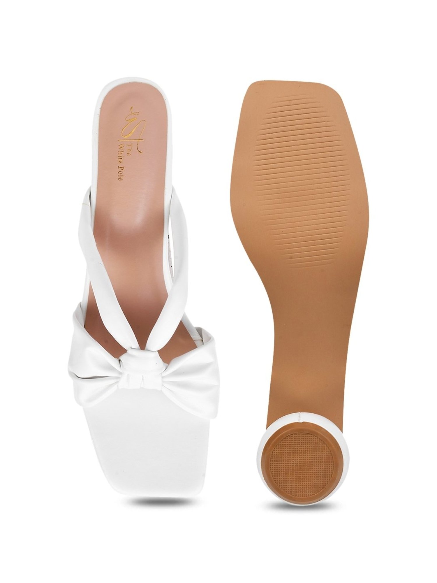 The White Pole Women's White Casual Sandals