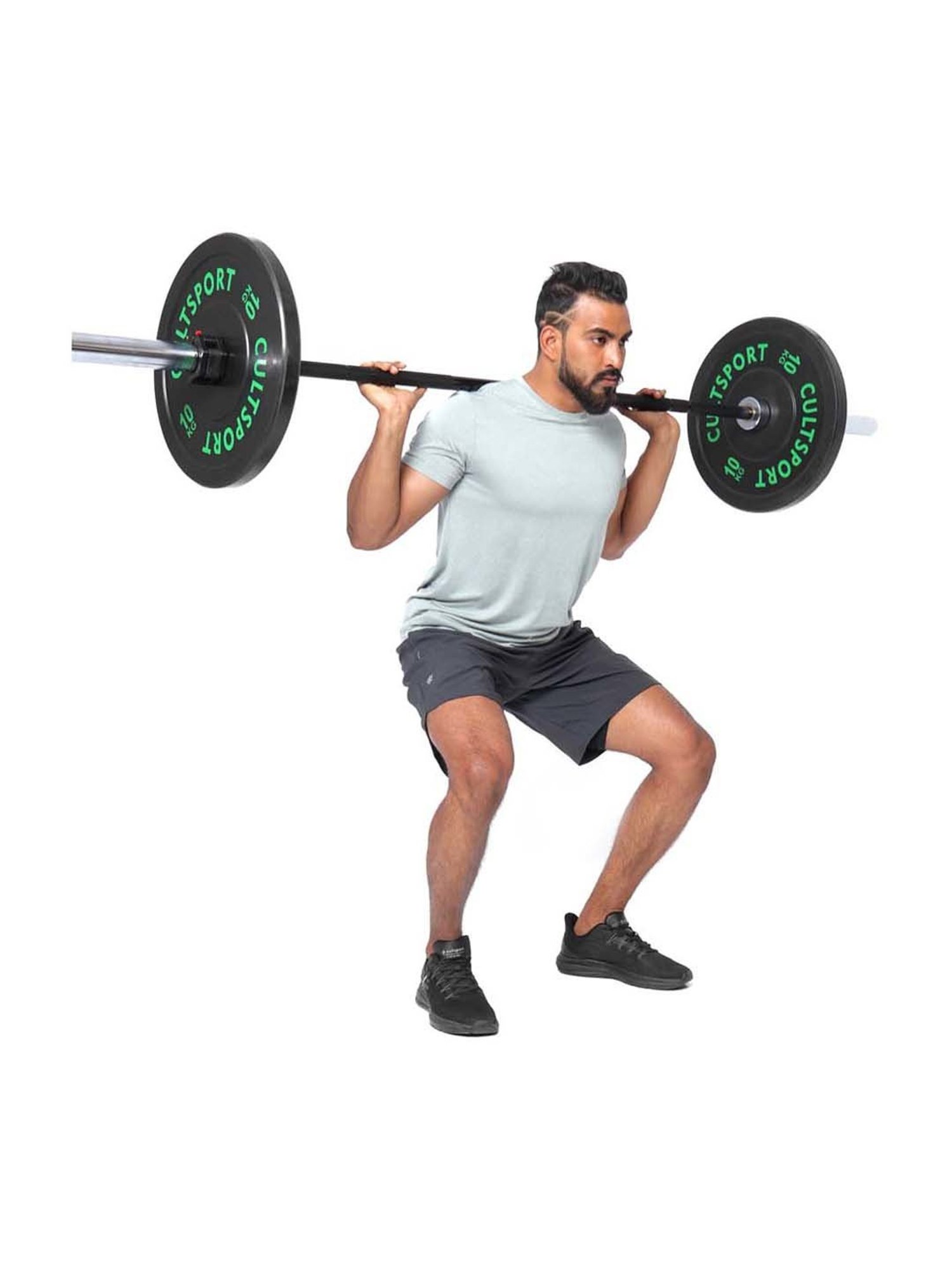 Cultsports Black Cast Iron Bumper Plate with Rubber Coating (10kg x 2)