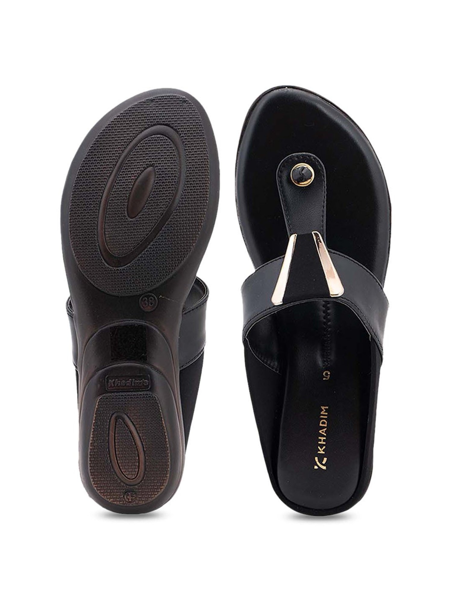Khadim's Women's Black Thong Sandals